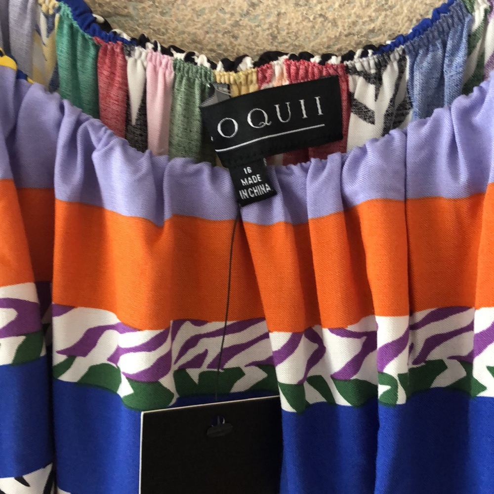 Nwt Eloquii Striped Ruffle Maxi Multi Color Dress… - image 5